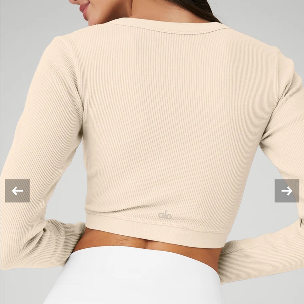 NWT 🌟 ALO Yoga Seamless Ribbed Cropped Serene Long Sleeve - Picture 4 of 4